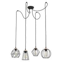 Lampa Sufitowa Wisząca GALAXY Pająk Czarno-Miedziana Industrialna 4xE27 1646 TK Lighting
