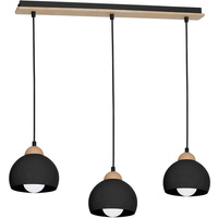 Lampa wisząca w stylu skandynawskim sufitowa czarna MiLAGRO DAMA 3x E27 Drewno + metal
