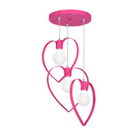 Lampa wisząca AMORE 3xE27 Serce Dziewczęca Ciemny Róż MLP9957 Milagro Metal