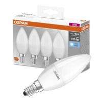 4x Żarówka LED B37 Świeczka E14 4.9W = 40W 470lm 4000K Neutralna 180° BASE Osram