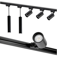 Zestaw Szyna Oświetleniowa Szynoprzewód 2m + 5x Reflektor Szynowy  GU10 Czarny LUMILED