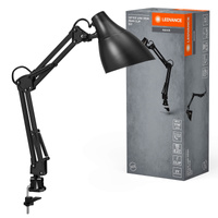 Lampa Stołowa Oprawa Biurkowa Stojąca Klips Regulowana E27 Czarny USB-C Office Line Ledvance