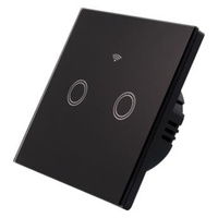 Włącznik szklany DOTYKOWY Wi-Fi LED czarny podwójny