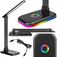 Lampka Biurkowa Stołowa Regulowana Nocna ALMA LED 12W 960lm CCT + RGB Ściemnialna Czarna MasterLED