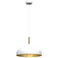 Lampa Wisząca Sufitowa LINCOLN Biała Złota 1xE27 35cm Milagro