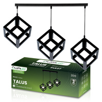 Lampa Wisząca Sufitowa Geometryczna Kwadrat Zwis LED 3x E27 TALUS Czarna LUMILED