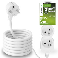 Przedłużacz Sieciowy Kabel z Uziemieniem Listwa Zasilająca 4 Gniazda 5m Biały Sznur Lendo Lumiled