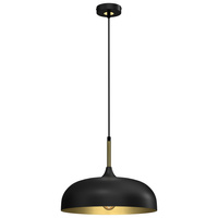 Lampa Wisząca Sufitowa LINCOLN Czarna Złota 1xE27 35cm Milagro