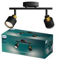 Lampa Sufitowa Reflektor 2x GU10 Czarna-Miedziana Niall Philips