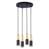 Lampa Sufitowa Wisząca ELIT BLACK Żyrandol Czarno-Złota Nowoczesna 4xGU10 4364 TK Lighting