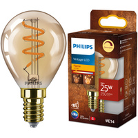 Żarówka LED E14 Kulka P45 3W = 25W 250lm 2200K Ciepła 300° FILAMENT Vintage Bursztynowa Ściemnialna Decorative Philips