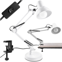 Lampka Biurkowa Kreślarska Stołowa E27 TOBI Biała Lumiled + uchwyt na blat