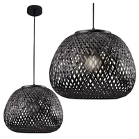 Lampa Sufitowa Wisząca Zwis E27 Czarna BAMBOO NATURAL Sanico Goldlux