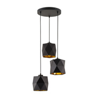 Lampa Wisząca Sufitowa SIRO BLACK Żyrandol Czarno-Złota Nowoczesna Geometryczna 3xE27 1045 TK Lighting