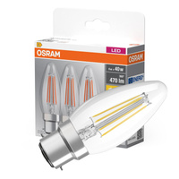3x Żarówka LED B35 Świeczka B22d 4W = 40W 470lm 2700K Ciepła 300° BASE Osram