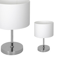 Lampa Stołowa CASINO Biała Chrom 1xE27 Biurkowa Nocna Milagro