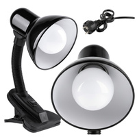 Lampka Biurkowa Lampa Stołowa Szkolna E27 Klips Czarna Lumek Kobi