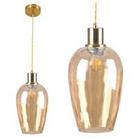 Lampa Sufitowa Wisząza Zwis E27 Złota Bursztynowa Lagri Sanico Goldlux