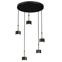 Lampa Wisząca Sufitowa ARENA Czarna Złota 5xGX53 Milagro