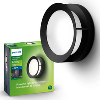 Kinkiet Ogrodowy Lampa Elewacyjna Zewnętrzna LED 12W 1200lm 2700K IP44 Czarna Actea Philips