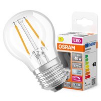 Żarówka LED P45 Kulka E27 3.4W = 40W 470lm 4000K Neutralna CRI90 300° Filament Ściemnialna SUPERSTAR PLUS CLASSIC Osram