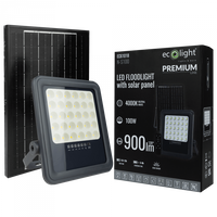 Naświetlacz LED Lampa Reflektor Solarny 100W 900lm 4000K Neutralna IP65 z Czujnikiem Zmierzchu + Pilot Ecolight