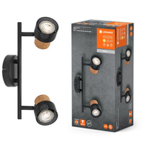 Lampa LED Ścienna Sufitowa Kinkiet Oprawa Natynkowa 6.8W 460lm 3000K Ciepła Ściemnialna Dekoracyjna Czarny Spot Cork Ledvance