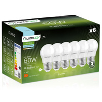 6x Żarówka LED E27 Kulka P45 8W = 60W 806lm 6500K Zimna 180° LUMILED