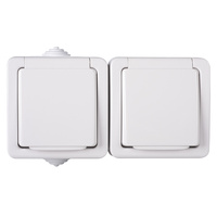 Gniazdo Sieciowe Zasilające Podwójne Ochrona Styków 16A Uziemienie IP54 Prostokątne Białe TEKNO Kanlux