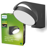 Kinkiet Ogrodowy Lampa Elewacyjna Zewnętrzna LED 7W 600lm 2700K IP44 Antracyt Mimosa Philips