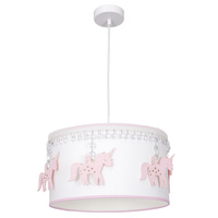 Lampa wisząca UNI 1xE27 Dziewczęca Jednorożce MLP64900 Milagro Metal + Tkanina + Drewno