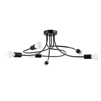 Lampa Sufitowa Oprawa Natynkowa Wisząca Zwis 6x E27 Żyrandol Nieregularna Czarna Industrialna Levar Sollux