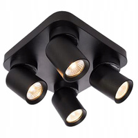 Lampa Sufitowa Ścienna TIMO Kinkiet Reflektor Oprawa Halogenowa Ruchoma 4xGU10 Czarny Kwadratowy LVT