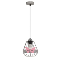 Lampa wisząca KAGO 1xE27 Dziecięca Różowy Motyl Szara MLP4932 Milagro Metal