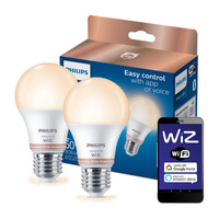 2x Żarówka LED E27 A60 8W = 60W 806lm 2700-6500K TW Inteligentna SMART WiFi Bluetooth Aplikacja WiZ Philips