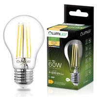 Żarówka LED E27 A60 7W = 60W 810lm 3000K Ciepła 360° FILAMENT LUMILED