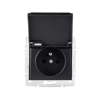 Gniazdo Sieciowe Zasilające 16A Uziemienie IP44 Kwadratowe Czarne LOGI Kanlux