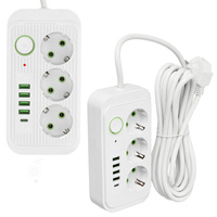 Przedłużacz KOBI LINEA PRO 3x230V 5m Uziemienie Wyłącznik 5xUSB Biały
