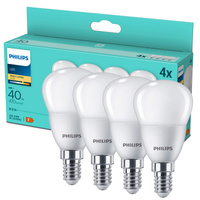 4x Żarówka LED E14 Kulka P45 4.9W = 40W 470lm 2700K Ciepła Essential Philips
