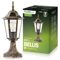 Lampa Ogrodowa Zewnętrzna E27 SŁUPEK LATARNIA 39cm Patyna BELLIS LUMILED
