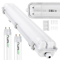 Oprawa Hermetyczna Pyłoszczelna 60cm 2xT8 G13 IP65 +2x Świetlówki LED 9W 4000K Lumiled