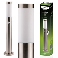 Lampa Ogrodowa Zewnętrzna E27 INOX SŁUPEK 65cm z Czujnikiem Ruchu Lilium LUMILED