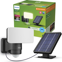 Naświetlacz Solarny LED 6W 1000lm 3000K IP44 z Czujnikiem Ruchu i Zmierzchu Czarna Tylus Ultra Efficient Philips