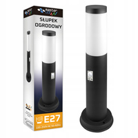 Lampa Ogrodowa Zewnętrzna E27 CZARNY SŁUPEK 45cm z Czujnikiem Ruchu i Zmierzchu