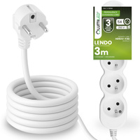 Przedłużacz Sieciowy Kabel z Uziemieniem Listwa Zasilająca 5 Gniazda 3m Biały Sznur Lendo Lumiled