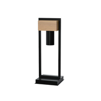 Lampa stołowa WEST czarna 1xGU10 MILAGRO geometryczna metal + drewno styl skandynawski