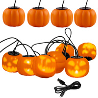 Girlanda Bateryjna 8xLED Ozdobne Dynie 4,45m Lampki Halloween + USB C