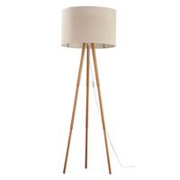 Lampa Podłogowa Stojąca TOKYO LINEN Abażur Beżowo-Drewniana Sosna Skandynawska E27 5288 TK Lighting