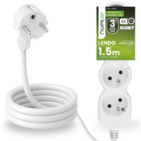 Przedłużacz Sieciowy Kabel z Uziemieniem Listwa Zasilająca 4 Gniazda 1.5m Biały Sznur Lendo Lumiled