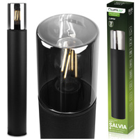 Lampa Ogrodowa Stojąca Zewnętrzna Słupek NA ŻARÓWKE E27 Czarna SZKŁO IP54 60 cm SALVIA LUMILED